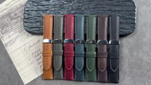 New Butterfly Buckle 14/16/18/20/22/24mm Watchband Genuine Calfskin Watch Strap Belt Vintage Brown Straps Quick Release Bracelet