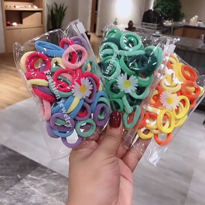 HOVELSHOP Ikat Rambut Wanita Korean Style Donat Colorful Fashion Elastis Free Pouch Karet Gaya Korea Accesories