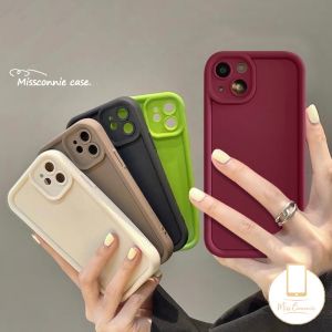 MissConnie Luxury Case Compatible for IPhone 12 14 Pro Max 6 8 Plus 7 6s SE 2020 13 XS MAX 11 XR 15 X Solid Soft Liquid Silicon Korean Simple Candy Color Shockproof Angel Eyes Cover