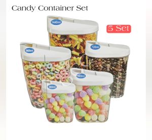 Leoshop888 Toples Kekinian Tempat Bumbu 5 Set Wadah Penyimpanan Makanan Ringan Storage Jar 5in1