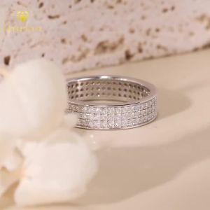 Pretty Beauty Eternity Moissanite Wedding Band S925 Silver for Women Wedding Party White Gold Plated Fine Jewelry Diamond Ring