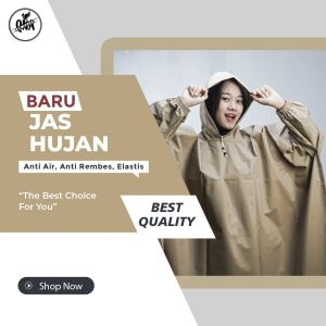 JAS HUJAN RAINCOAT Ponco Lengan Panjang Pria Wanita By QNA Mantel HITAM
