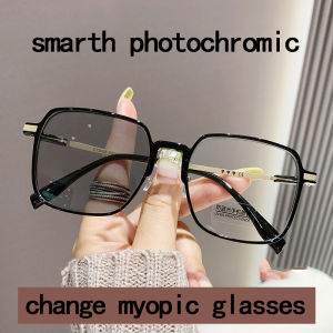 Color-changing Myopia Glasses Anti-blue Light Glasses Large Frame Ultra-lightweight Slimming Effect2055-1