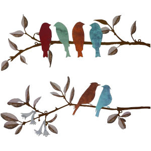2Pcs Metal Birds Wall Decoration Wall Art Creative Leaves Birds on Branch  Hanging Wall Art for Bedroom Living Room Office