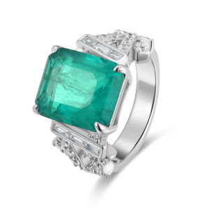 APIR 10*12mm Emerald Cut Green High Carbon Diamond Ring for Women 925 Sterling Silver Lab Emerald Gemstone Birthday Jewelry Gift