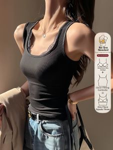 QIAOCHENXIAN | Spring and Summer Lingerie Lace Trim Bra Padded Vest