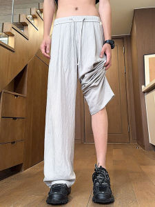 Quần Dài Nam Vải Lanh Lụa Mỏng Mùa Hè Thoáng Khí Ống Rộng Quần Dài Thường Ngày Cho Nam Quần Dài Ống Đứng Rộng Rãi