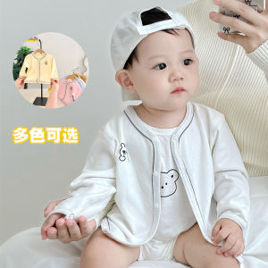 ฤดูใบไม้ผลิ ฤดูใบไม้ร่วง Pure ผ้าฝ้าย No-bone เด็กทารก ชายหญิง เรียบง่าย เสื้อโค้ท เสื้อรองใน สไตล์ลำลอง เสื้อผ้าเด็ก 6-36 เดือน เด็กทารก