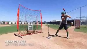 7x7-foot Baseball Training Net Set | Includes Batting Backstop & Catching Area | Portable Storage Bag | Training Aid