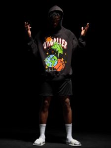 UH Heavyweight Hoodie Sweatshirt Cherry Earth Print Pure Cotton Basketball Sport Casual Overhead Mens Clothing round Neck