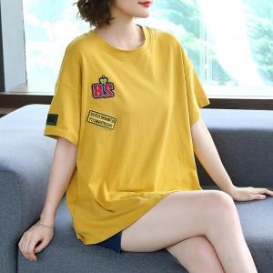 Loose Fit Pure Cotton Short Sleeve Embroidered T-Shirt Womens plus Size Summer Fashionable Top Cover Belly Slimming Effect