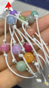 Vòng tay macrame DUTIOS hạt đá pha lê rạn nhiều màu sắc dây rút VPL001