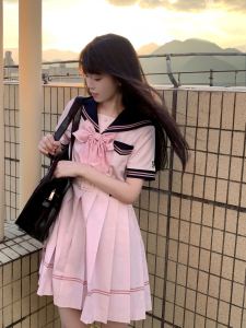 Summer and Wind Chimes Original Summer Clothes Short Sleeve Sailor Collar Dress JK Uniform Japanese Style Preppy Style Sweet Beauty