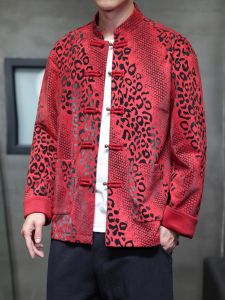 Loose Mens Spring Autumn Jacket Coat Retro Style Button Decorated Large Size Fat Mens Tang Costume Hanfu Trendy Ethnic Wear