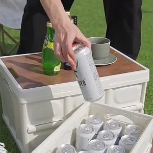 กล่องพับได้พร้อมฝาไม้ กล่องพับ กล่องอเนคประสงค์ ล่องใส่อุปกรณ์แค้มป์ปิ้ง กล่องพับได้ camping box30L-50L กล่องอเนคประสงค