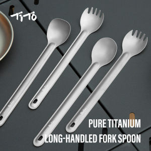 TITO Titanium Spork Long Handle Ultra Lightweight Camping Utensil for Backpacking Camping Hiking Outdoors