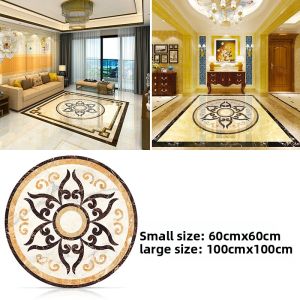 Living Room Floor Tile Stickers Decorative Waterproof Mosaic Tile Corridor round Floor Decal Self Adhesive Wear Resistant