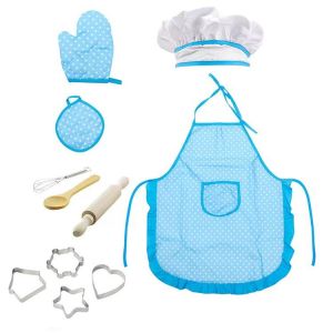 Childrens Simulation Baking Toy Set with Egg Beater Rolling Pin Apron Silicone Cake Play Kitchen Toy for Kindergarten