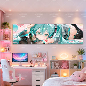 Bandai | Hatsune Miku Anime Wall Tapestry Pink Sky Balloon Background Horizontal Bedroom Wall Hanging