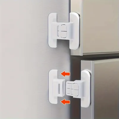 4pcs refrigerator door safety buckle universal refrigerator drawer lock without holes double buckle design to prevent opening