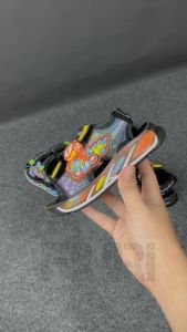 FIURI - PRO ATT - DIM 201 V 28-33 HITAM ORANYE - SEPATU SANDAL KANVAS SOL KARET ANAK KECIL LAKI-LAKI - SANDAL PEREKAT KETS LUCU FASHION TRENDY - SEPATU SANDAL KRETEKAN COWOK MURAH PROMO DISKON