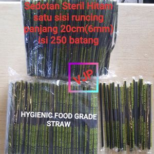 Sedotan Steril Hygienis Food Grade Straw Universal 6mm Hitam Jus Kopi Teh