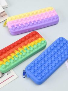 Childrens Silicone Pencil Case Creative Gradient Color Press Relief Stationery Box for Primary School Students High Aesthetic Value