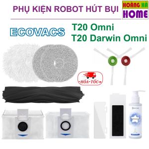 Phụ kiện robot hút bụi tương thích robot Ecovacs T20 omni T20 darwin - Phụ kiện khăn lau robot hút bụi - chổi cạnh robot hút bụi - Túi rác robot hút bụi - Màng lọc bụi robot hút bụi - Nước lau sàn chất lượng
