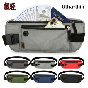 Ultra-Thin Running Phone Waist Bag Mens Invisible Close-Fitting Passport Wallet Outdoor Sports Travel Fitness Oxford Cloth