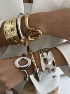 Ingemark | Ingemark Exaggerated Punk Irregular Wide Cuff Bangle for Women Vintage Gold Color Chunky Metal Bracelets Men Hand Jewelry Gift