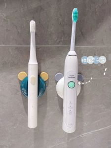 Bear Head Magnetic Absorption Electric Toothbrush Holder Wall Mounted Waterproof Moisture Proof Toiletries Storage Rack Nordic Style Pure Color