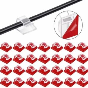 50Pcs/Set Cable Clips Self Adhesive Tape Wire Tidy Holder Cord Organizer for Home and Office Desktop Cable Management