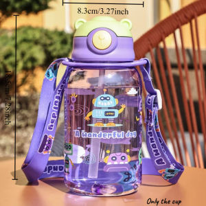 1pcs Large-capacity Cartoon Anime Strap Water Cup for Children Kindergarten Students Drinking Plastic Cup Heat-resistant