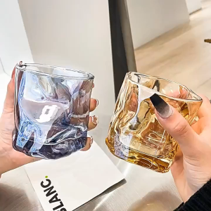 Stylish Premium Whiskey Wine or Irregularly Twisted Glass Cup for Kitchen Restaurant Bar Home Party Wine Drinkware Beverage Bottles Kitchen supplies Home supplies