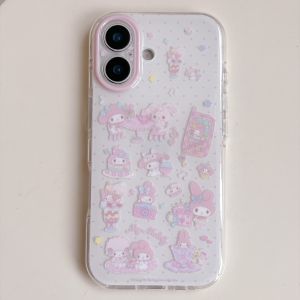 Sanrio | Ốp Điện Thoại Hoạt Hình Dễ Thương Phong Cách Y2K My Melody Dành Cho iPhone 17 Pro Max 17 Pro 16 Pro Max 17 16 15 Pro Max Chất Liệu Nhựa Sơn Chống Xước