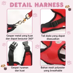Tali Rompi Harness Kucing Anjing Tali Tuntun Untuk Hewan Peliharaan Dog Cat Pet Leash Harness