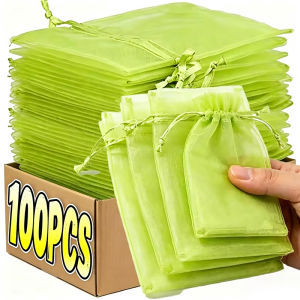 100Pcs Fruit Protection Netting Bags Plant Grow Bags Garden Anti-Bird Mesh Bag Vegetable Strawberry Grape Cover Garden Tools