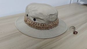 หมวกปีกสีครีมถักเชือกสีครีมสะท้อนแสง หมวกปีกสั้นสีครีม สีกากี หมวกปีกเดินป่า หมวกถักเชือกพาราคอต ผ้าหนานุ่มใส่สบายมีรูระบายอากาศและสายรัดคาง