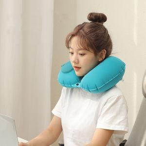 U-Shape Inflatable Travel หมอนแบบพกพา Air คอสนับสนุนเบาะกดพองหมอนสําหรับเครื่องบิน Travel Sleep ในครัวเรือน