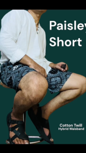 Streetwear Paisley Bandana Shorts Celana Pendek Pria Hybrid Waistband Karet Resleting OOTD Kasual Trendy 4 Saku Katun Twill