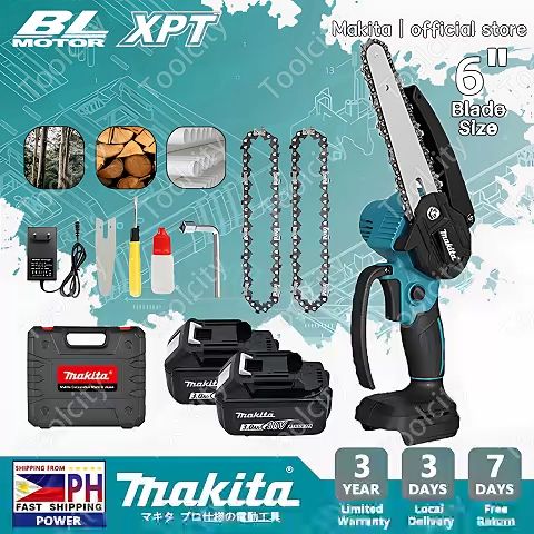 Makita 6 Inch Cordless Chainsaw With 2 Battery Portable Electric Chain ...