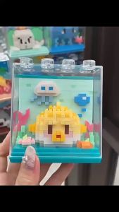 Ocean World Animals Building Blocks Toys Model with Acrylic Box Can be Combined Blcoks Toys for Kids