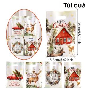 Gói Hàng Loạt Túi Kẹo Giáng Sinh - 10/20/50 Chiếc Thiết Kế Xe Tải Tuần Lộc Vòng Hoa Cây Thông Noel Phong Cách Rustic Đồ Trang Trí Đóng Gói Quà Tặng Ngày Lễ Mùa Đông