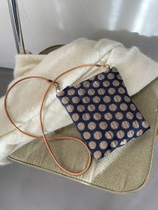 Retro Artistic Polka Dot Cotton Linen Small Crossbody Bag Womens Mobile Phone Storage Square Bag Casual Leisure Handbag