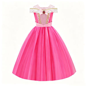 Aurora Dress Girl Pink Fancy Birthday Party Role Sleeping Beauty Costume Disguise Carnival Cosplay Dress Up