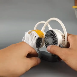 Quạt Mini Đeo Cổ Có Thể Gấp Gọn Tiện Dụng Quạt tích điện Công Suất Lớn Sạc Nhanh Usb Hai Chế Độ Làm Mát Tai Gấu