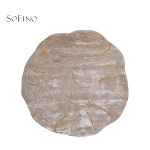 SoFINO | Elegant Irregular Shape Wooden Texture Round Carpet