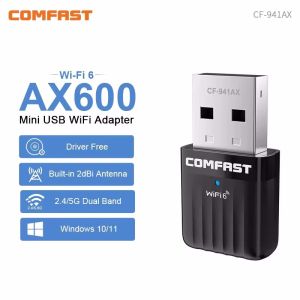 Comfast | Bộ Chuyển Đổi USB WiFi 6 Băng Tần Kép COMFAST AX600 5Ghz/2.4Ghz Card Mạng Không Dây Cho PC Laptop - Không Cần Driver Hỗ Trợ 802.11ax Cho Windows 10/11