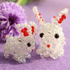 Crystal String Beads Woven Small Animal Bunny Pendant Super Cute Mobile Phone Pendant Keychain 12 Zodiac Jade Hare