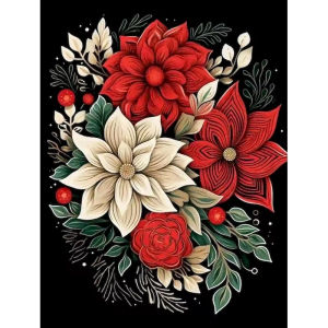 Kayou | Oil Painting By Numbers for Adults Red Flowers Drawing By Numbers Diy Gift Wall Decors Handiwork Picture Coloring Art